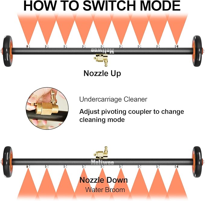 Undercarriage Pressure Washer Attachment, Upgrade 30 Inch Power Washer Water Broom with 9 Nozzles, Dual-Function Underbody Car Wash Surface Cleaner with 3 Pieces Extension Wand- 4000PSI