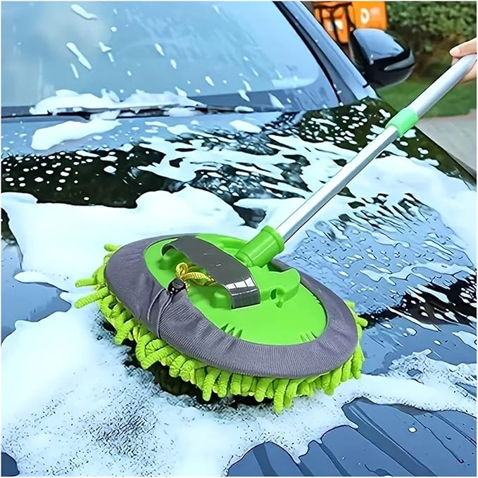 Car Washing Kit 44.1inch (About 112cm) Car Wash Brush Washing Sponge with Long Handle Cleaning, Cleaning Supplies Kit Outdoor Use (Color : Mop (Plus 2 Cloths)), HUIM SHSE3 STORE-1