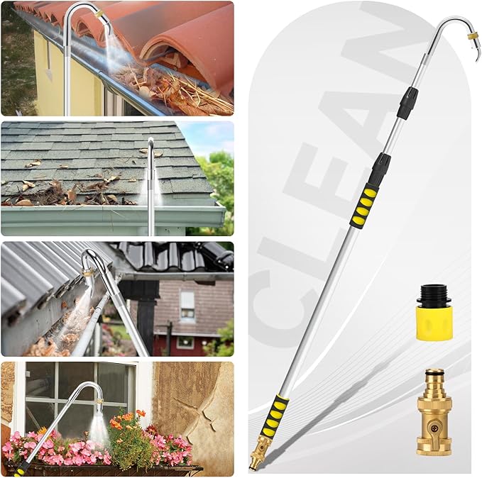 Gutter Cleaning Tools,12FT Gutter Cleaner Tools from the Ground with Hose Attachment/5