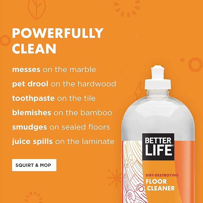 Better Life Floor Cleaner 32 Oz 2 Pack + All Purpose Cleaner Unscented 32 Oz Pack of 2 + Tub & Tile Cleaner 32 Oz 2 Pack