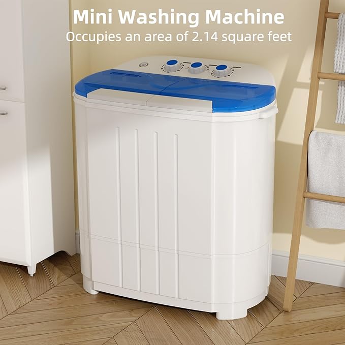 Zynkez Portable Washing Machine, 14Lbs Compact Twin Tub Laundry Washer, Semi-Automatic 9Lbs Washer and 5Lbs Spinner Combo for Apartments, Dorms, RVs