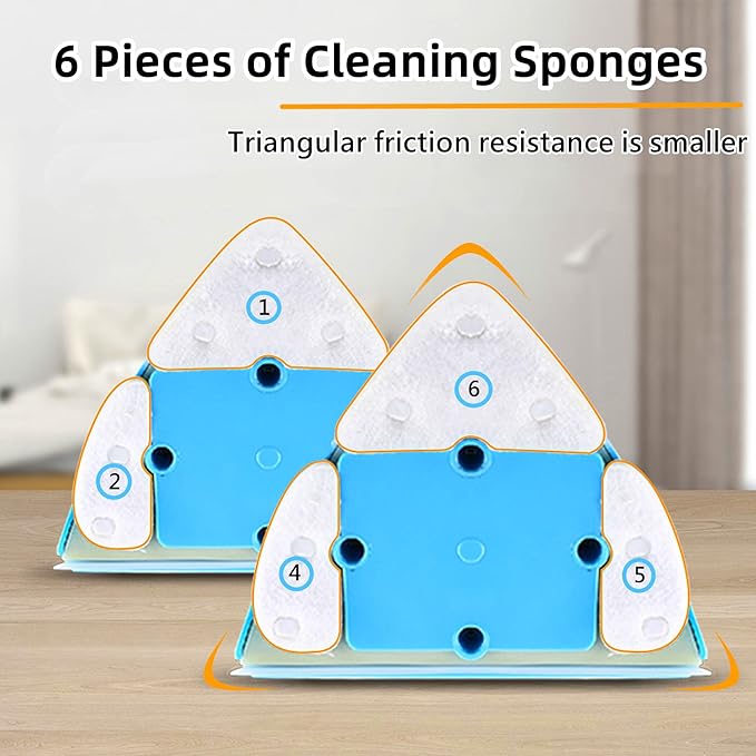Double-sided Window Cleaner Glass Wiper Magnetic Cleaning Tools, 5-Gears Adjustable Magnetic Glider Washing Brush Tools, for High-Rise Double Car Glazed Windows Thickness 0.3"-1.2" (Blue)