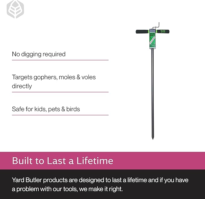 Yard Butler Gopher/Mole Bait Applicator - Gardening Tool for Safe & Easy Pest Control - No Digging Needed - Durable & Sturdy Bait Applicator - Mole, Vole & Gopher Killer