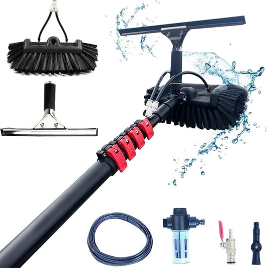 3.6-10.8M Window Cleaning Telescopic Pole,Water Fed Extendable Brush,Suitable for Cleaner Conservatory Roof Photovoltaic Panel Cleaning Extendable Solar Panel Roof Cleaning Tools (3.6M)