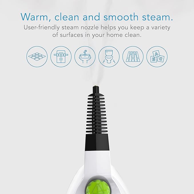 Steamfast SF-210 Handheld Steam Cleaner, 6 Accessories Included, 12-Foot Power Cord, Chemical-Free Steam, Heats Up in 3 Minutes, 6-Ounce Water Tank, Powerful Steam Removes Dirt, Grime, Grease and More