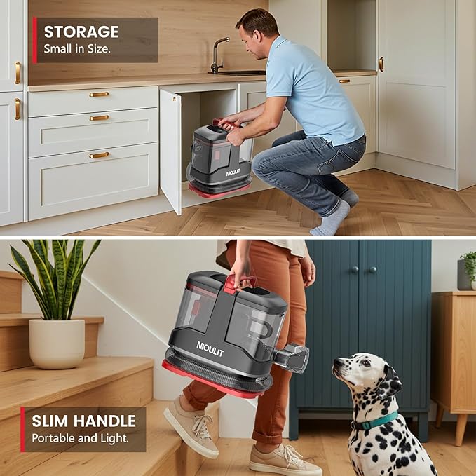 Portable Spot Cleaner Machine for Carpet and Upholstery, 15Kpa Powerful Suction for Pet Stain, Couche & Car, with Dual BrushHeads & Self-Cleaning System, Spot Cleaner for Area Rug, Stair and Furniture