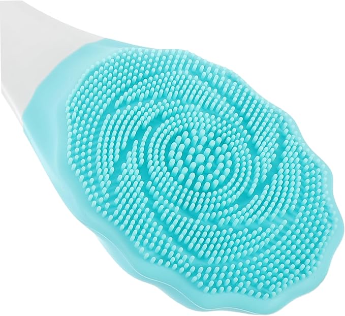 Electric Waterproof Shower Brush Long Handle Bath Scrubber for Men and Women Silicone Back Cleaning Tool Dual Sides for Exfoliating and Massaging