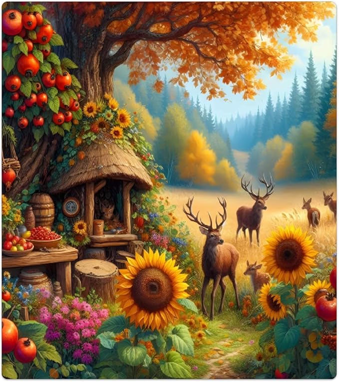 Autumn Deer Tree Dishwasher Magnet Cover for The Front Magnetic Dishwasher Door Covers Dish Washer Sticker Wrap Home Decorative Appliances Panel Decal Kitchen Decor 23" x 26" (Magnetic)