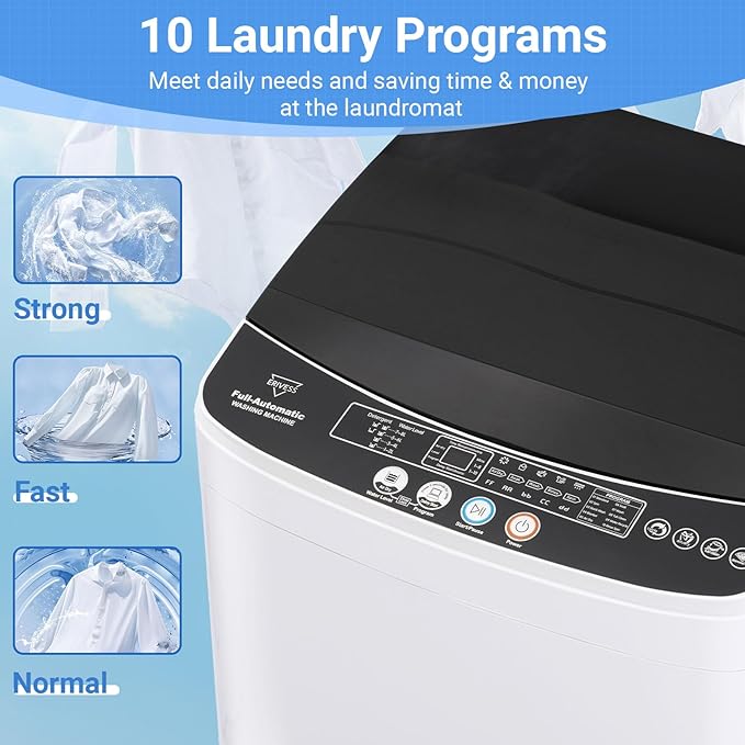 Compact Washer and Dryer Combo Set, 2.0Cu.Ft Full-Automatic Washing Machine with 10 Washing Programs & 1.6Cu.Ft Compact Dryer with 5 Drying Modes, for Apartment, Bathroom, Home, RV-Camping