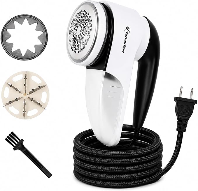 Power Corded Electric Fabric Shaver | No Battery, Pilling & Fuzz Remover for Clothes, Furniture, Couch, Sweaters, 6 Leaf Blades, Portable Defuzzer, Depiller by Tanaview