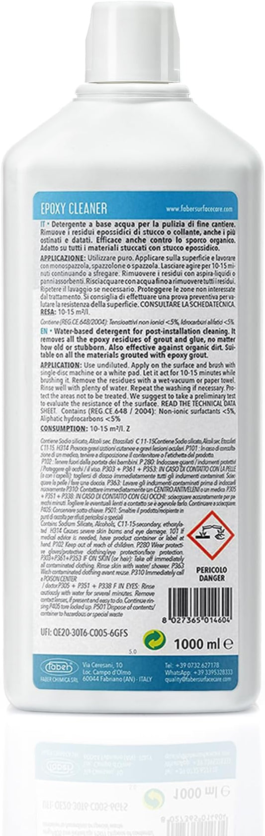 FABER Epoxy Remover – Epoxy Resin Haze Remover and Post Construction Cement Grout Cleaner to Renew Refresh & Restore Natural Shine of Porcelain Ceramic Tile Floor - Heavy Duty Alkaline Compound