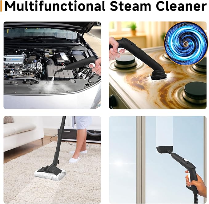 Steam Cleaner, 2000W Portable Household Steamer with 27 Accessories,Steamer for Cleaning with 6M Extra-Long Power Cord,Suit for Floor,Tile, Carpet, Furniture, Upholstery, Grout, Kitchen, Car (white)