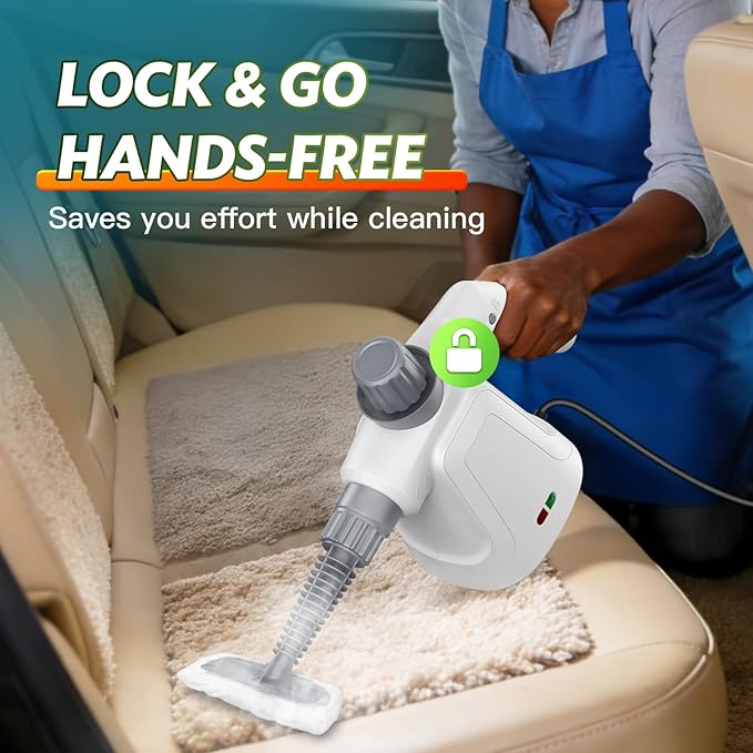 High-Power Handheld Steam Cleaner – 1300W, 230°F, Chemical-Free, 14-Piece Accessory Set, Safety Lock, Ideal for Deep Cleaning