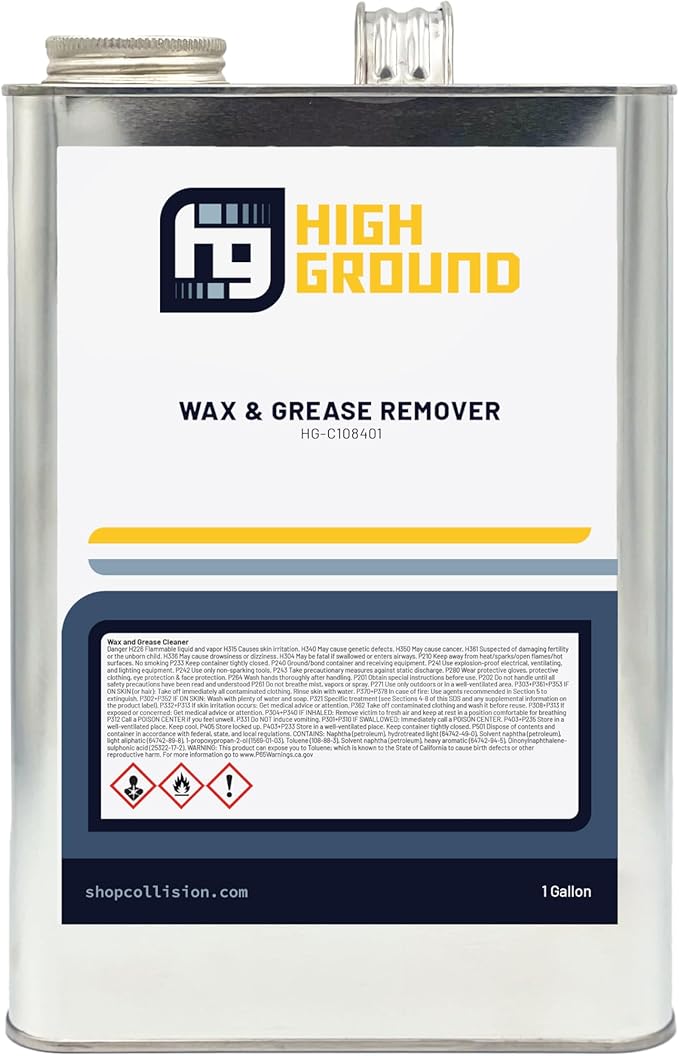 High Ground Wax and Grease Remover for Automotive Refinish Prep, 1 Gallon - Professional Grade, Fast-Acting, Surface Preparation