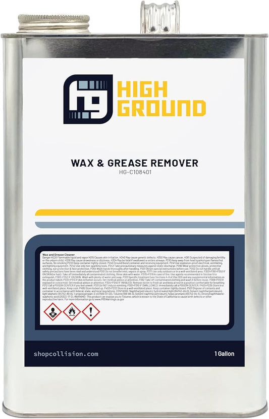 High Ground Wax and Grease Remover for Automotive Refinish Prep, 1 Gallon - Professional Grade, Fast-Acting, Surface Preparation