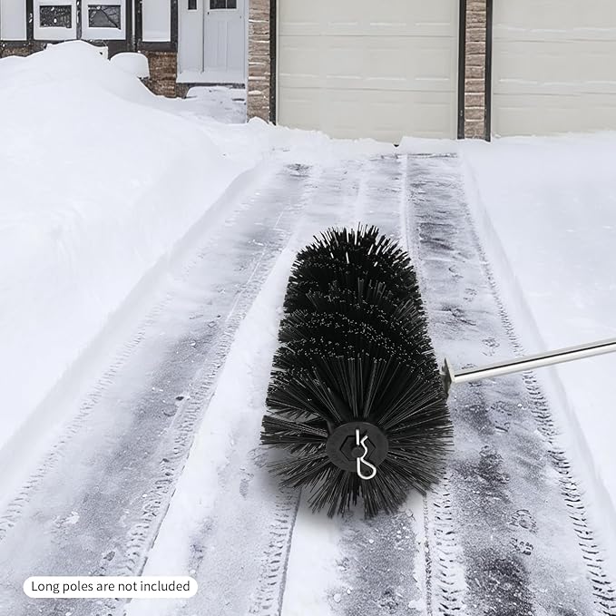 23" Universal Rolling Brush Head for Lawn Mowers – Heavy-Duty Nylon Bristle Attachment for Snow, Turf & Driveway Cleaning, 9-Tooth Inner Shaft, 1.02" Mount Holes
