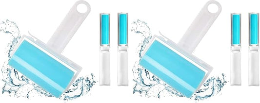 Sticky Lint Roller 6 Pack, Reusable Washable Lint Roller Pet Hair Remover Include Large and Small Size Cleaner for Clothes, Pet Hairs, Carseats by NUOBUT
