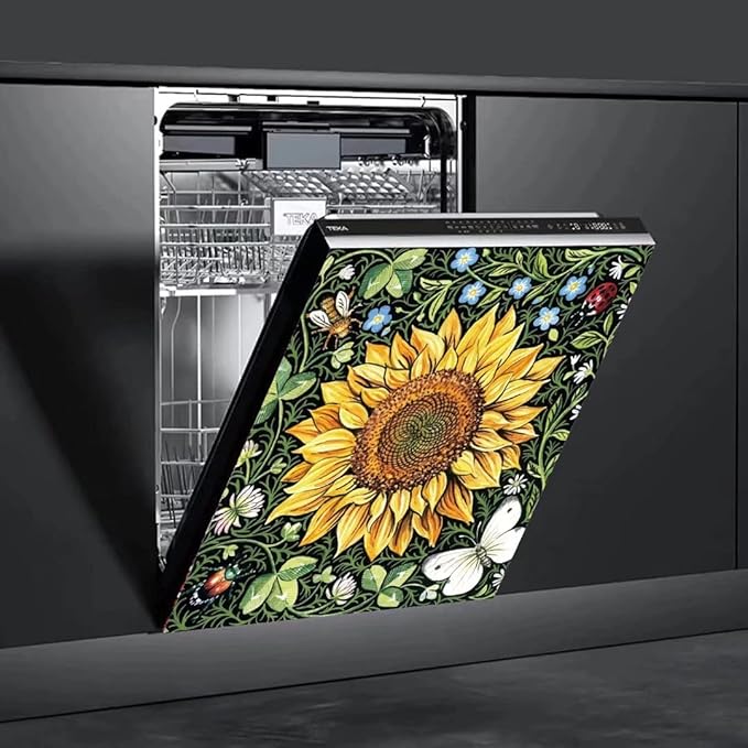 Sunflower Dishwasher Decorative Cover, Home Kitchen Dishwasher Decal Floral Refrigerator Cover Decals, Ordinary 23"x26"INCH