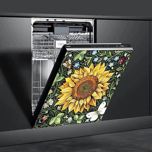 Sunflower Dishwasher Decorative Cover, Home Kitchen Dishwasher Decal Floral Refrigerator Cover Decals, Ordinary 23"x26"INCH