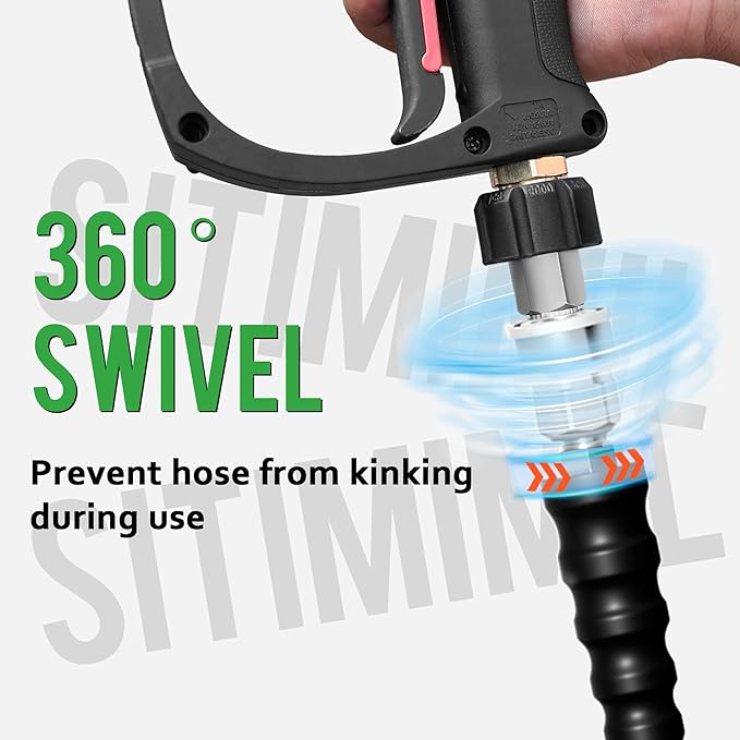 SITIMIMIL® 3/8 Pressure Washer Hose 150FT Hot Water - Commercial Grade 4800PSI Steel Wire Braided, Ultra Flexible & Kink Resistant, Quick Connect Fits Most Brands, for Home & Professional Use Green