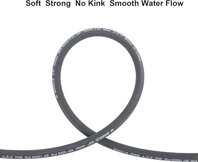 M MINGLE Pressure Washer Jumper Hose, 10 FT Whip Hose for Power Washer, Hose Reel Connector for Pressure Washing with 3/8 Inch Quick Connect