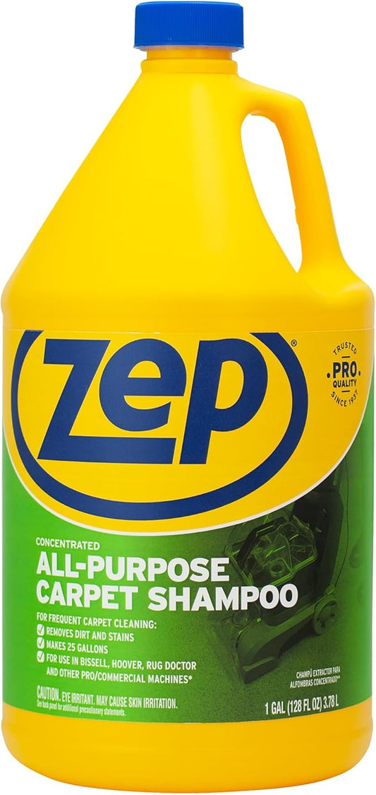 Zep All-Purpose Carpet Shampoo Concentrate Cleaner - 1 Gallon - ZUCEC128 - Professional Formula Removes Dirt and Stains (Pack of 2)