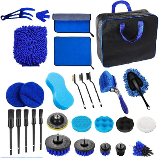 Car Cleaning Brush | 29-Piece Washing Scrubber Set for Vehicle,Vehicle Washing Brushes | for Truck Sedan SUV RV Garage Outdoor Home