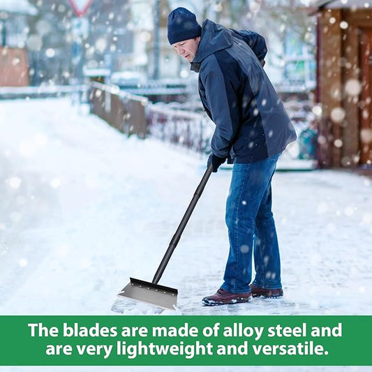 Garden Shovel, Ice Scraper, Multifunctional Cleaning Shovel with 59" Adjustable Handle Heavy Duty Garden Tool for Lawn Edging, Scraping, Weed and Ice Removal