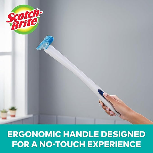 Scotch-Brite Disposable Toilet Scrubber Starter Kit, Disposable Refills with Built-In Bleach Alternative, Includes 1 Handle, Storage Caddy and 5 Refills
