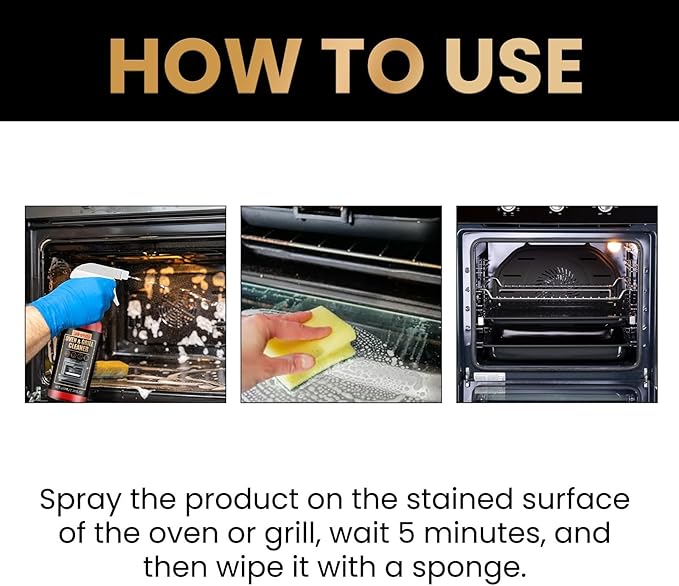 Oven and Grill Cleaning Spray – Dissolves Grease in 5 Minutes, No Scrubbing Required, Removes Odors, Eliminates Thick Grease & Build Up, Grease Remover, 3.38 Floz (2pcs)