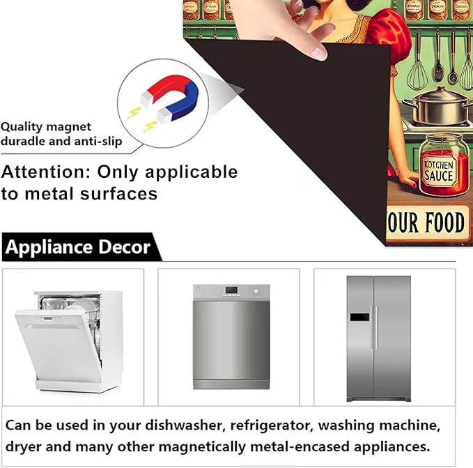 Dishwasher Magnet Cover 23x26 Inch Retro Kitchen Lady Magnetic Dishwasher Cover Magnetic Appliance Cover Home Refrigerator Magnetic Sticker Famhouse Style Kitchen Art Decor