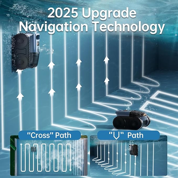 [2026 Upgrade] Pool Vacuum for Inground Pools,Robotic Pool Cleaner for Floor/Wall Climbing/Waterline Cleaning, Dual-Motor System Powerful Suction,Extended 180-Min Runtime for Pools up to 2100 Sq.Ft