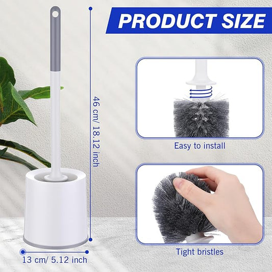 Patelai 12 Pack 18.12 Inch Toilet Bowl Brush and Holder for Bathroom Toilet Bowl Brush Scrubber with Caddy Set for Deep Cleaning (White)