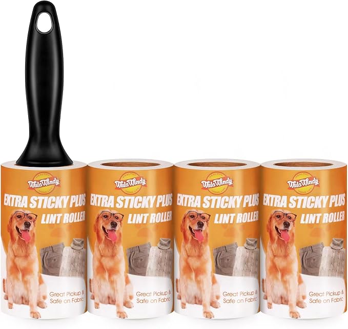 WulaWindy Extra Sticky Lint Rollers for Pet Hair, 240 Sheets, 4-Pack | Extra-sticky lint roller with 240 easy-tear sheets and reusable handle for pet hair, lint and dust on clothes and furniture. - Image 9