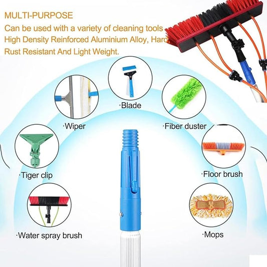 Window Cleaning Telescopic Pole Window Cleaning Kit, Window Cleaning Water Fed Poles Roof Cleaning Tools with 20M Water Supply Pipe, Solar Panel Cleaning Brush(30cm Head,20FT/6M)