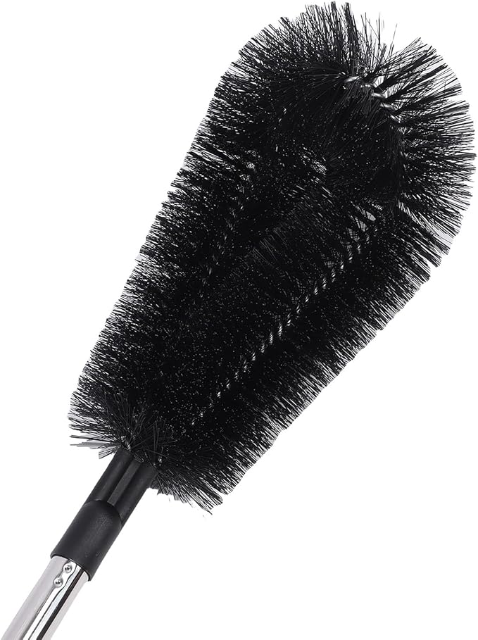 Diydeg Gutter Cleaning Tools from The Ground, 9.5ft Reach Telescopic Rain Gutter Cleaner with Quick Connect Adapter, Bendable Nylon Brush & Rotating Mirror for Garden Hose