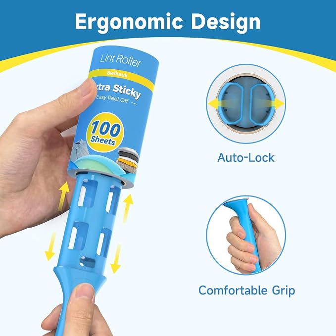 Swihauk 600 Sheets Extra Sticky Lint Rollers for Pet Hair | Easy Spiral Tear Lint Roller for Clothes with Ergonomic Handle, Multipurpose Lint Remover for Furniture, Carpet, Car Seat - Image 7