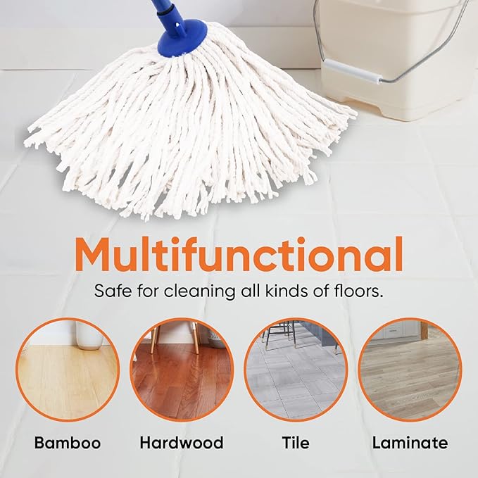 Superio Cotton Mop Head Refill for Hardwood Floor Self Wringing Mop - 10" Strings