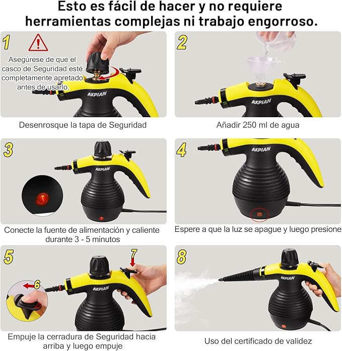 Handheld Steam Cleaner, Steamer for Cleaning, Multipurpose Portable Steam Cleaners for Home Use with Safety Lock and 10 Accessory Kit to Remove Grime, Grease, and More, Save Time and Effort