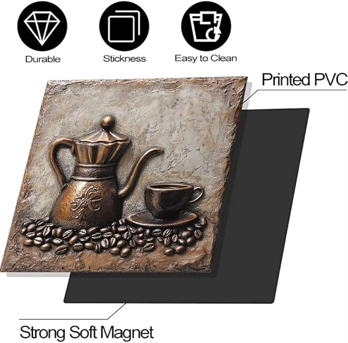 Retro Coffee Magnetic Dishwasher Cover for Kitchen Decorative, Coffee Lover Dishwasher Refrigerator Magnets Decor, Dish Washer Magnet Covers for The Front 23" x 26"