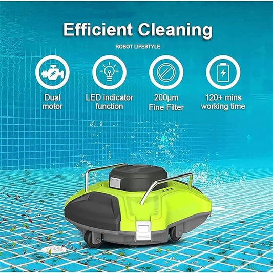 Robotic Pool Cleaner Pool Vacuum Pool Vacuum for Above Ground Pools Swimming Pool Cleaner Robot Automatic 5000mAh Intelligent Rechargeable