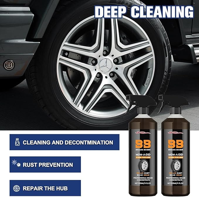 2025 Upgraded Bronze Bomber Wheel Cleaner, Tire Cleaner,- Safe on Chrome and All Wheel Finishes - Brake Dust, Dirt, Browning, Grease, and Grime Remover (US Stock) (6)