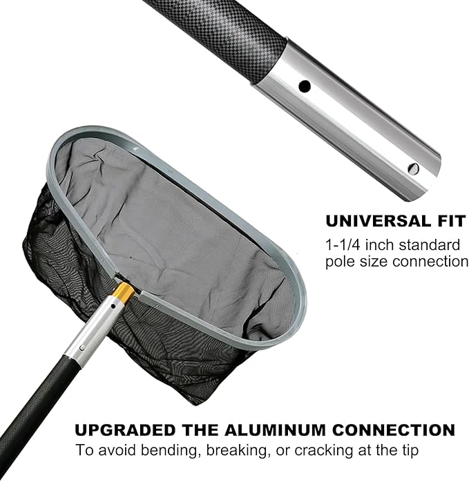 Carbon Fiber Pool Pole, Professional 15 FT Telescoping Swimming Pool Cleaning Pole 4.6 to 15 FT, Ultra-Lightweight 4-Section Adjustable Skimmer Pole for Nets, Brushes, Vacuums – Rustproof