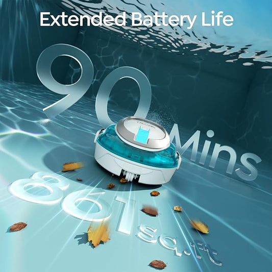 [2026 New] TALOSBO S2 Robotic Pool Cleaner – Dual-Layer Filtration, 90-Min Runtime, Powerful Cordless Pool Vacuum for Above-Ground & Flat Pools, Efficient Debris Removal & Auto-Parking Design