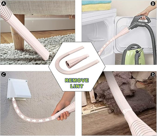 Sealegend 2 PCS Dryer Vent Cleaner Kit, Dryer Lint Vacuum Attachment&Brush | Pink Dryer Vent Vacuum Hose Dryer Lint Remover Brush for Dryer and Washer,Deep Traps Cleaning Tool Fits Most Vacuums - Image 2