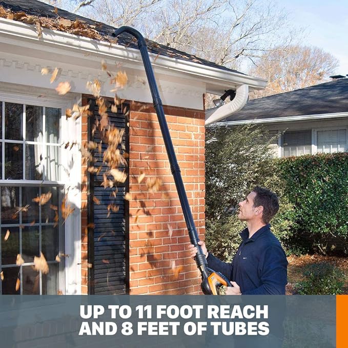Worx Gutter Cleaning Kit with 11” Inches Tubes for Worx Leaf Blowers, WA4094