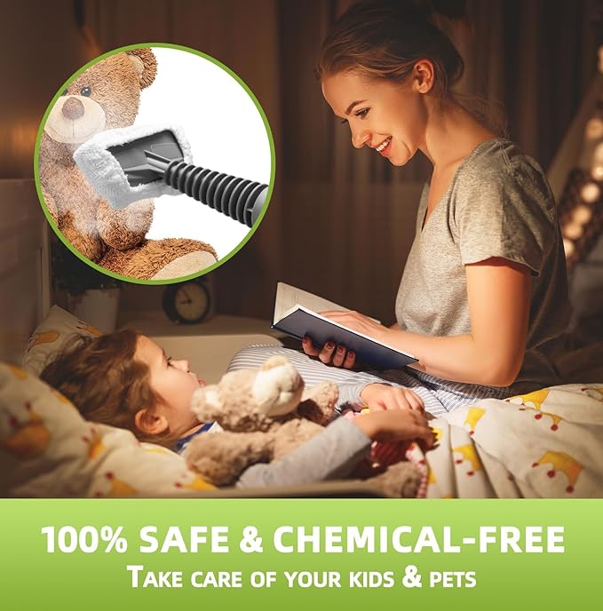 Handheld Steam Cleaner, Pressurized Multi-Surface Steam Shot with 13 Accessories, Safety Lock, Steamer for Cleaning Floor, Upholstery, Grout, Windows, Couch and Car (Black)