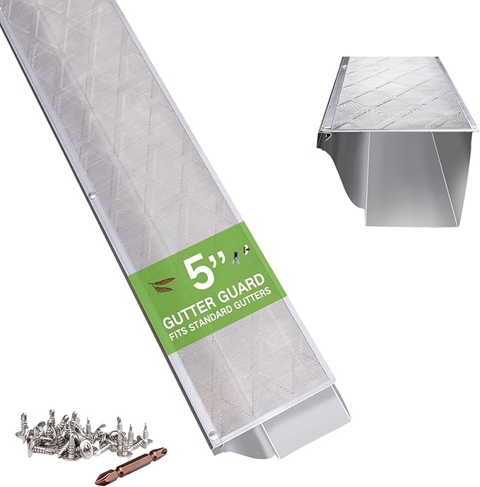 Gutter Guard – 100% Stainless-Steel Micro-Mesh Design, Pine Needle & Small Debris Protection, Fits 5 in K‑Style & Half‑Round Gutters, DIY Screws Included (10ft, 3pcs, 5in x 40in)