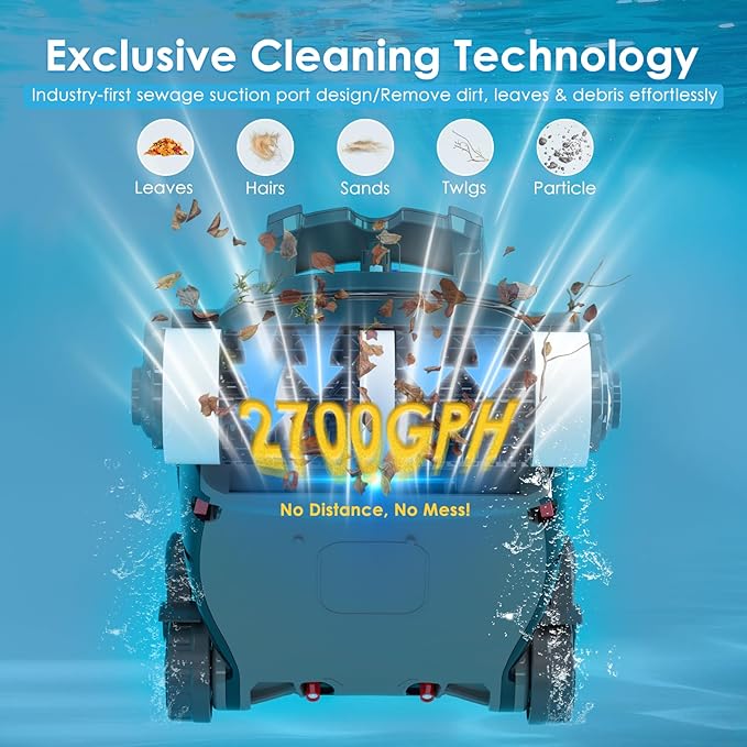 Cordless Robotic Pool Cleaner, Wall Climbing, Lightweight, Extended Battery Life, 8L Large Capacity, Advanced Dual-Motor, X1 Auto Pool Vacuum for Inground & Above Ground Pools Up to 1100 Sq.Ft, Orange