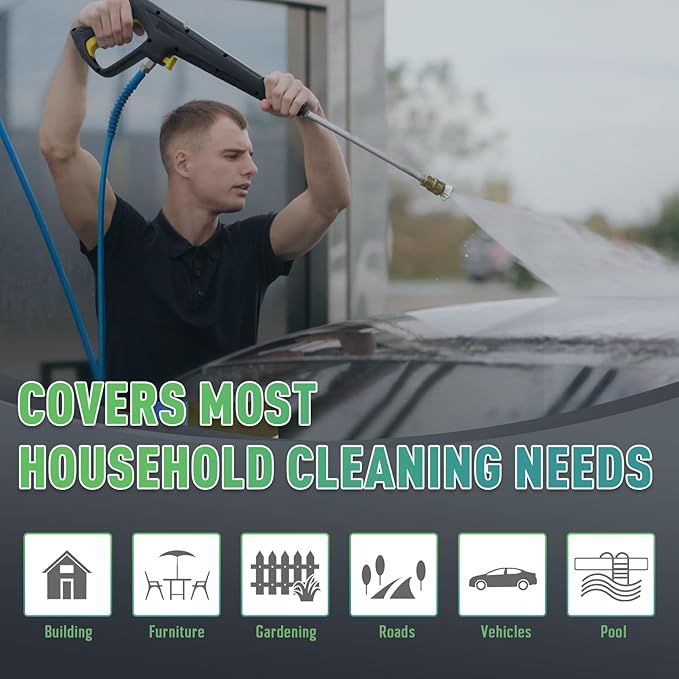 Pressure Washer Power Washer with 4 Quick Connect Nozzles,Inlet Hose & Filter, Foam Cannon for Cars/Fences/Driveways Cleaning
